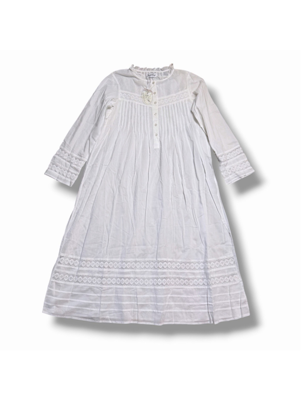 Powell Craft NWT O/S White Barbara Long Sleeve Eyelet Nightdress Frill Collar - Picture 4 of 11